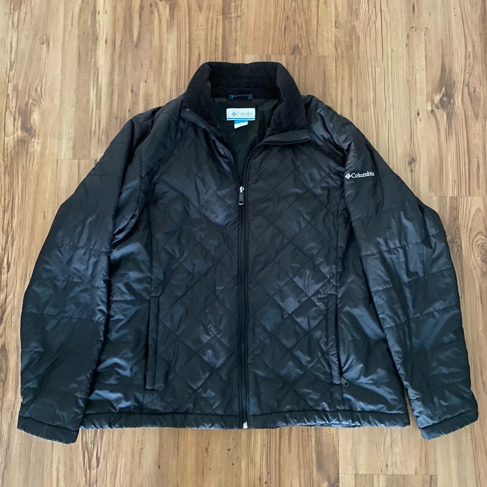 Columbia Womens Black Quilted Jacket W/ Fleece Collar Sz 2X -25Inches Wide-L 26